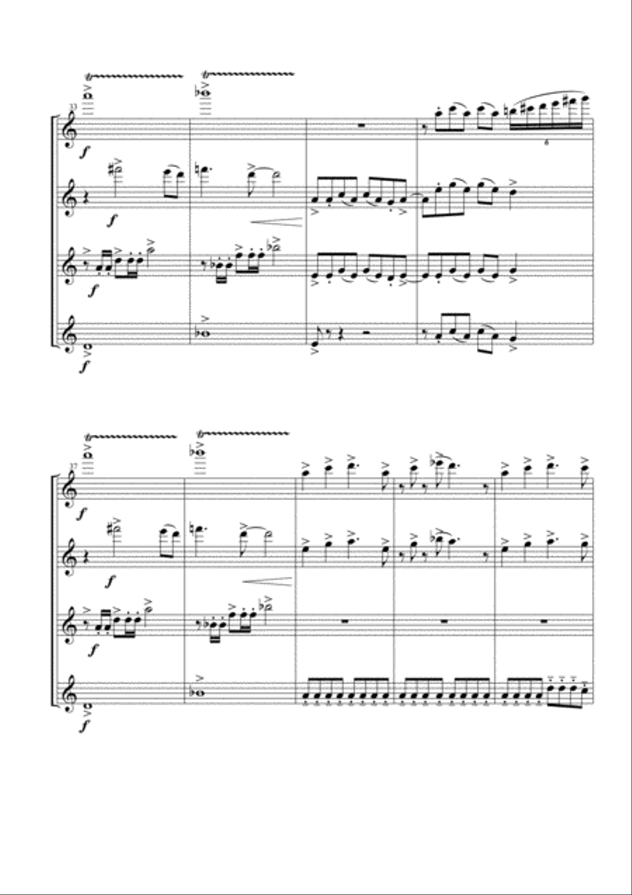 Smoke On The Water Woodwind Quartet scores gallery preview page 6