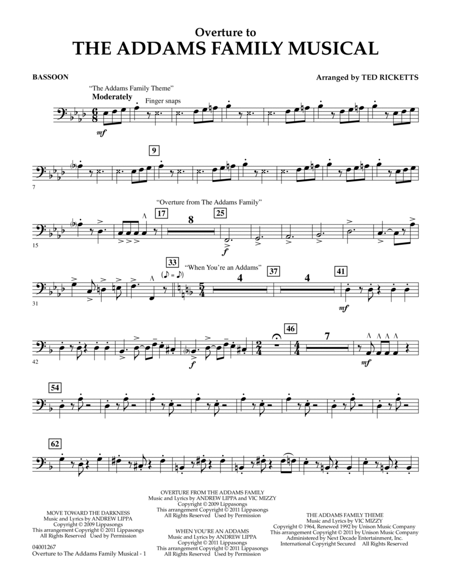 Overture to The Addams Family Musical - Bassoon Concert Band scores gallery preview page 1