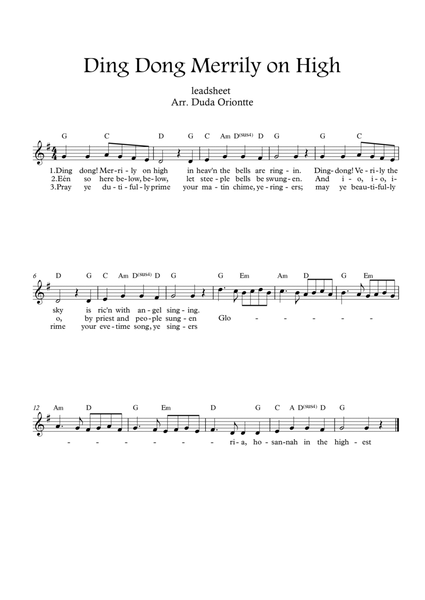 Ding Dong Merrily on High (leadsheet - G major - with lyrics) image number null