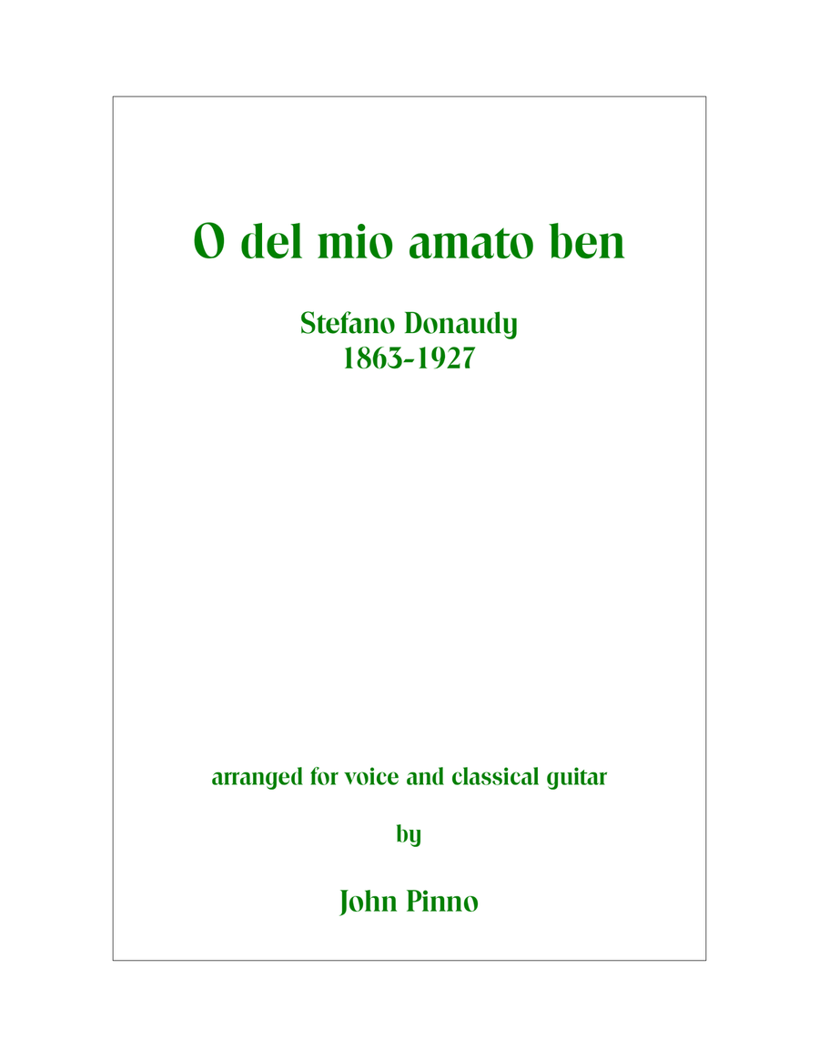 O del mio amato ben (Stefano Donaudy) for soprano voice and classical guitar Acoustic Guitar scores gallery preview page 1