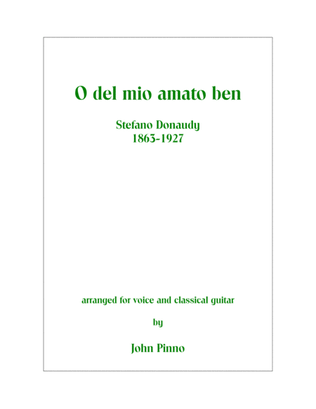 Book cover for O del mio amato ben (Stefano Donaudy) for soprano voice and classical guitar