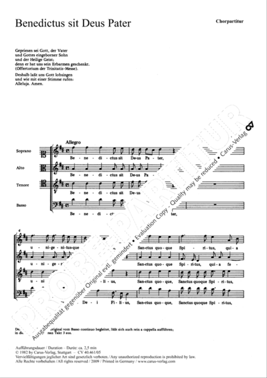 Benedictus sit Deus Pater 4-Part scores gallery preview page 2