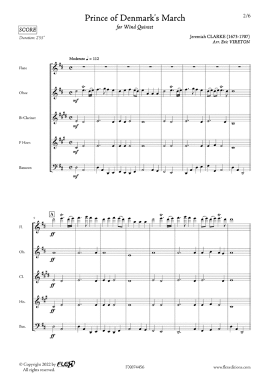 Prince of Denmark's March Woodwind Quintet scores gallery preview page 2