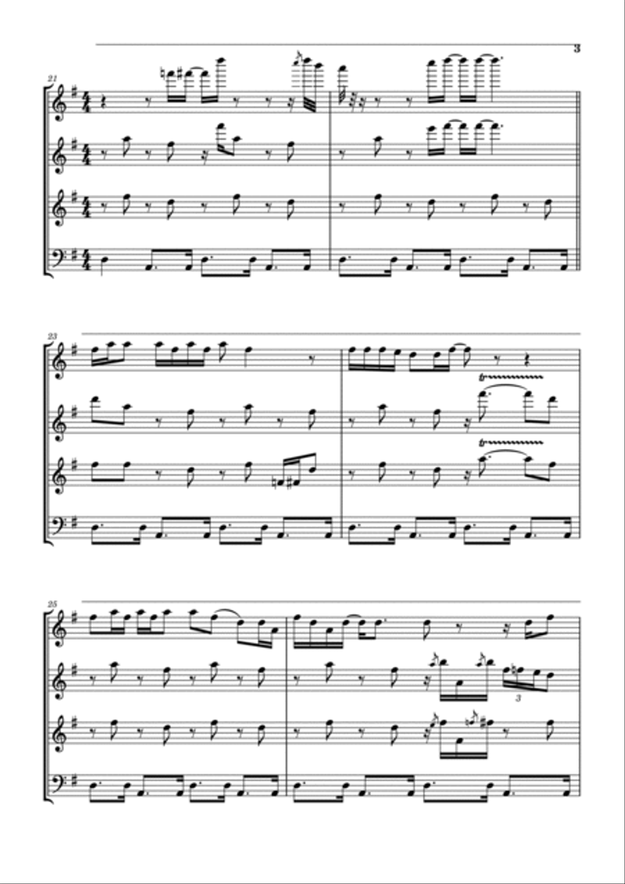 Long Haired Country Boy Woodwind Quartet scores gallery preview page 4