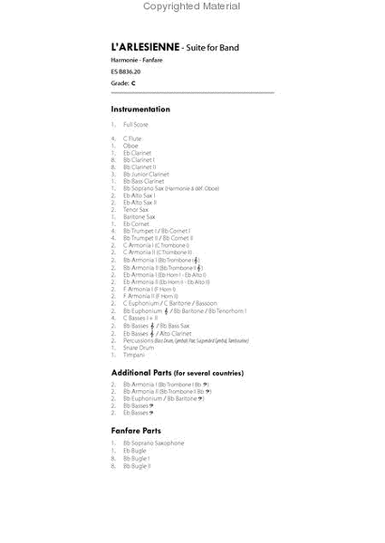 Arlesienne - Suite For Band image number null