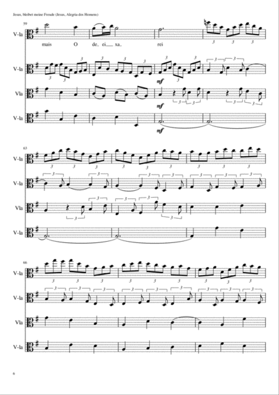 Bach Jesus bleibet meine Freude Jesus Alegria dos Homens for four violas Chamber Orchestra scores gallery preview page 6