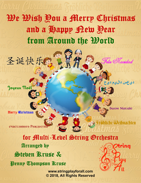 We Wish You A Merry Christmas and a Happy New Year from Around the World for Multi-Level String Orch image number null