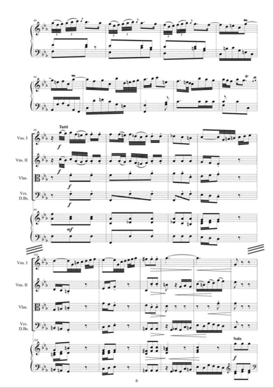 Platti - Harpsichord Concerto No.3 in C minor CSPla20 for Harpsichord and Strings String Orchestra scores gallery preview page 6