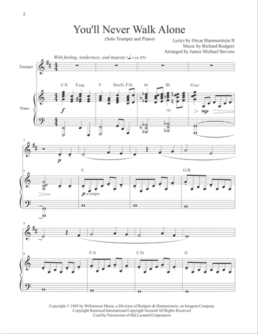 You'll Never Walk Alone Trumpet Solo scores gallery preview page 2