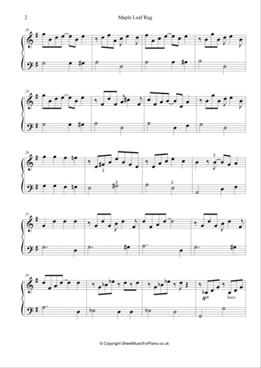 Maple Leaf Rag - Scott Joplin - Easy Piano Solo Easy Piano scores gallery preview page 3