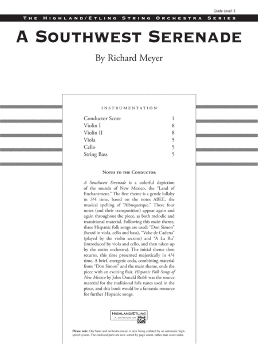 A Southwest Serenade: Score String Orchestra scores gallery preview page 1