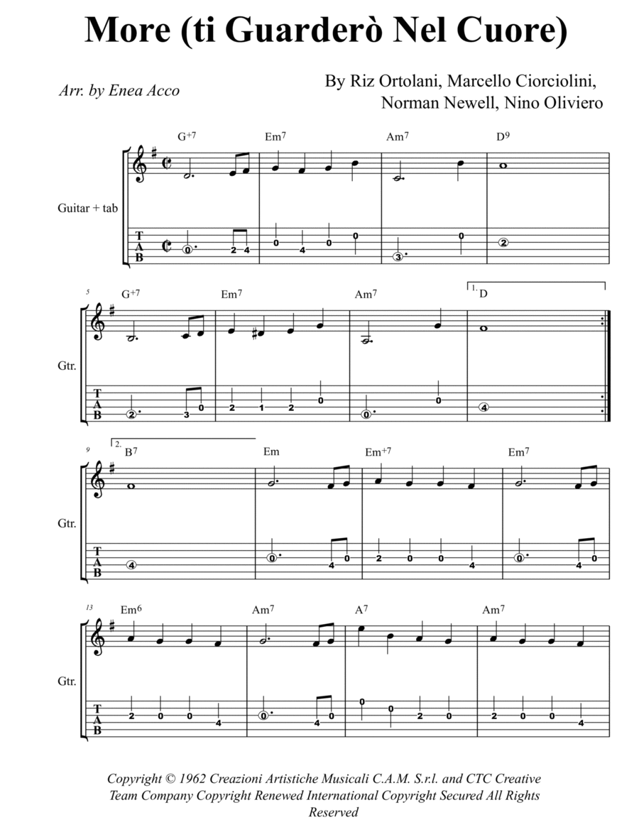 More (ti Guarderò Nel Cuore) Piano scores gallery preview page 1