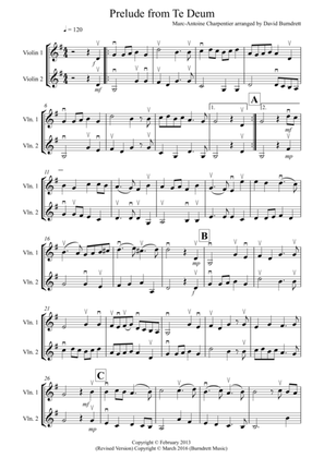 Prelude from Te Deum for Violin Duet