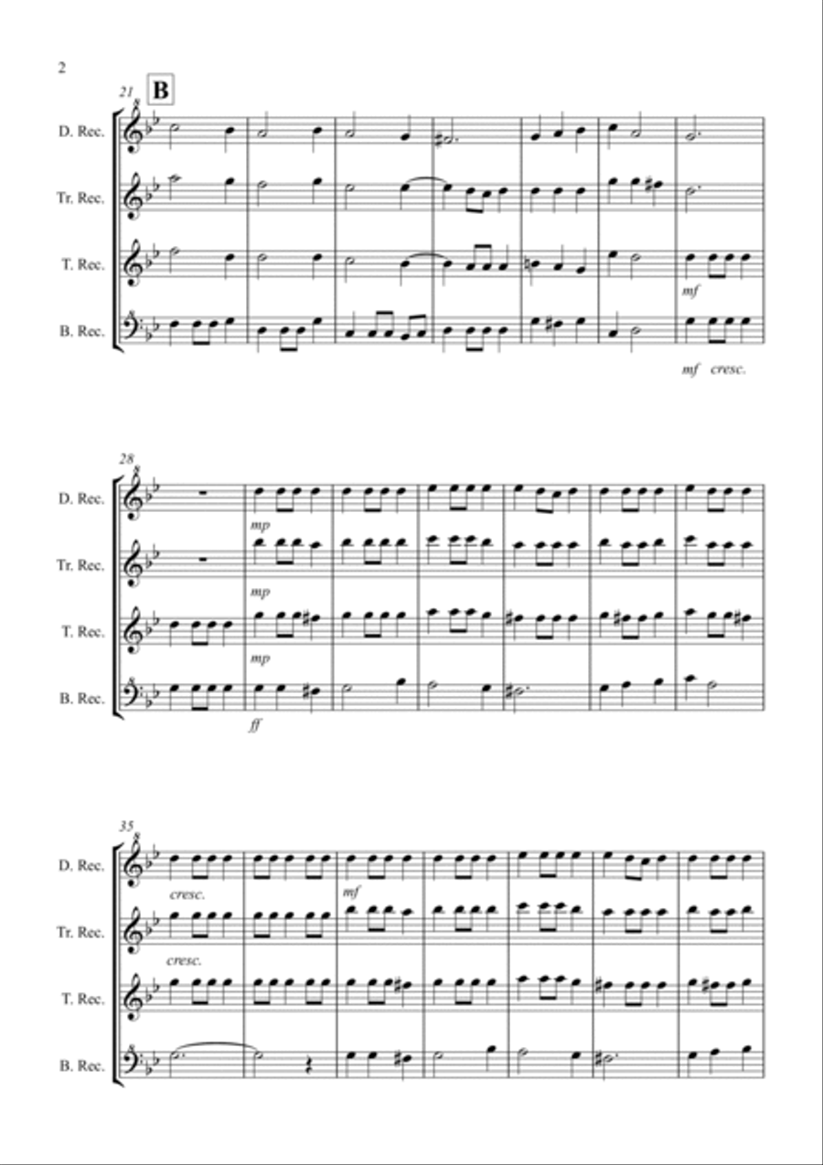 Coventry Carol for Recorder Quartet Recorder scores gallery preview page 2