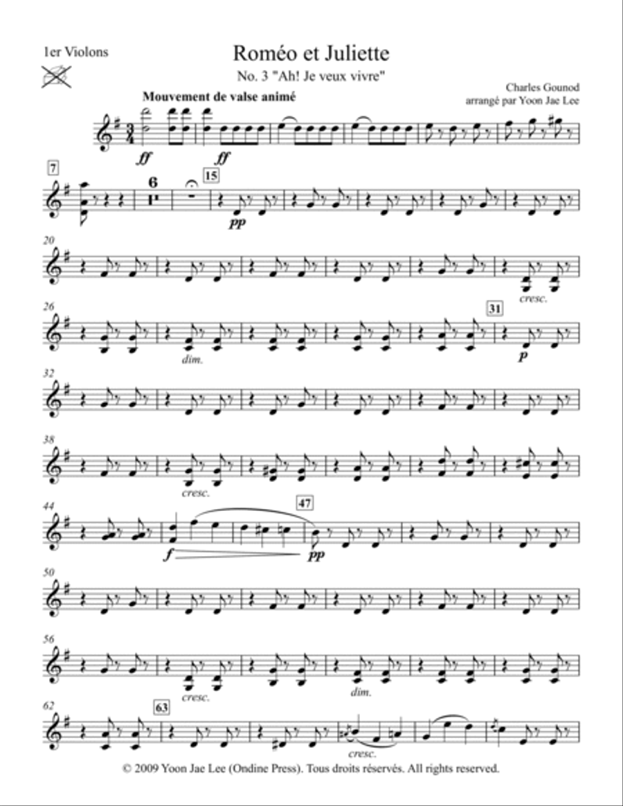 Gounod (arr. Lee): Roméo et Juliette 'Ah! Je veux vivre' in G Major, Set of Parts String Orchestra scores gallery preview page 6