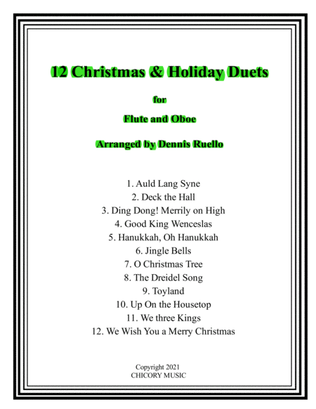 Book cover for 12 Christmas & Holiday Duets for Flute and Oboe