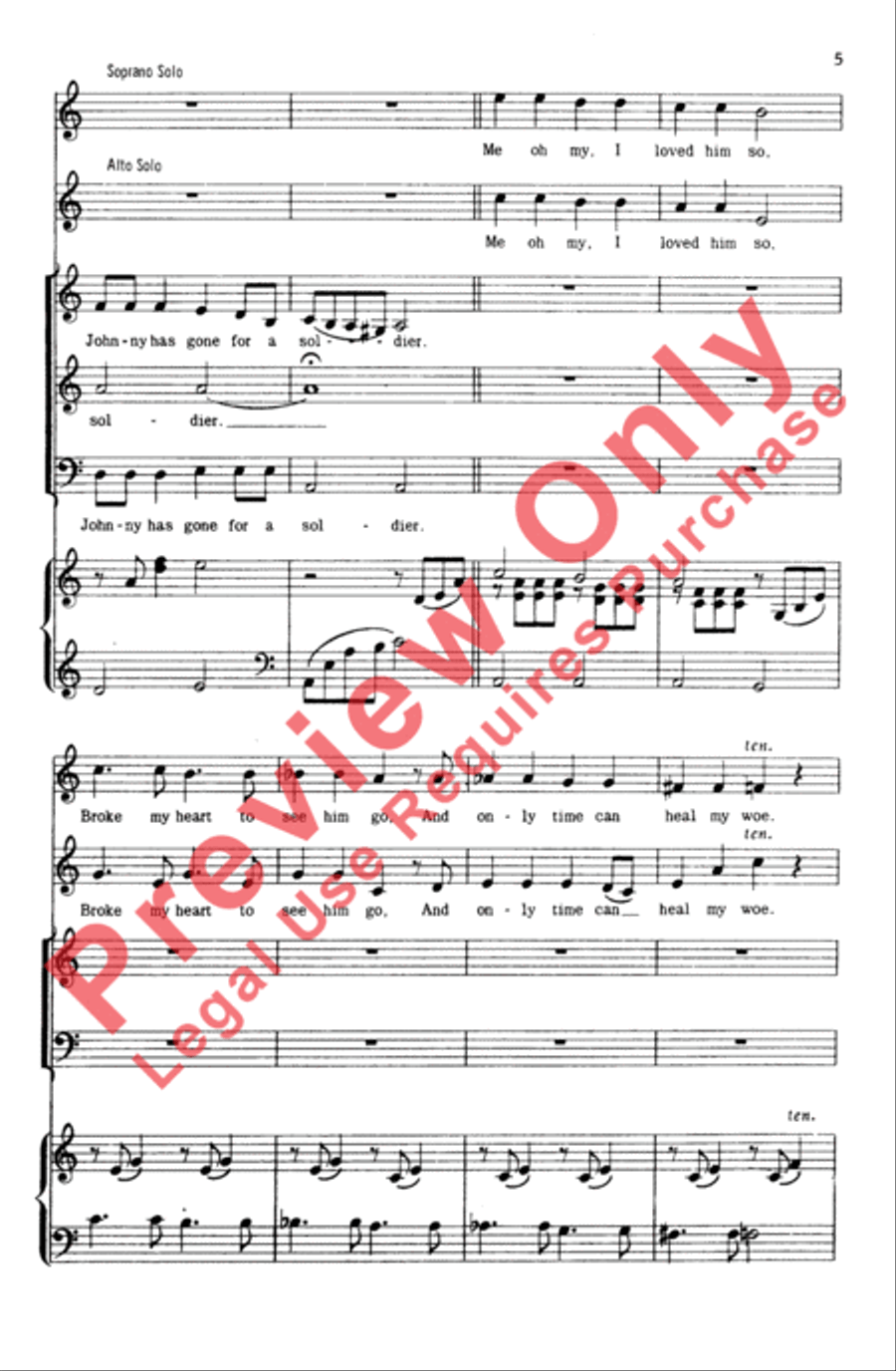 Johnny Has Gone for a Soldier 4-Part scores gallery preview page 5