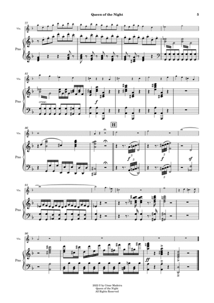 Queen of the Night Aria - Violin and Piano (Full Score and Parts) image number null