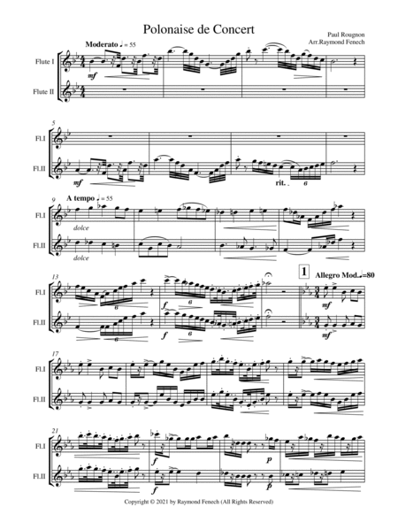 Polonaise de Concert - Paul Rougnon - for 2 Flutes Duet image number null