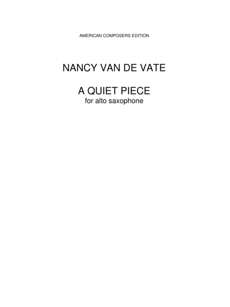 [Van de Vate] A Quiet Place