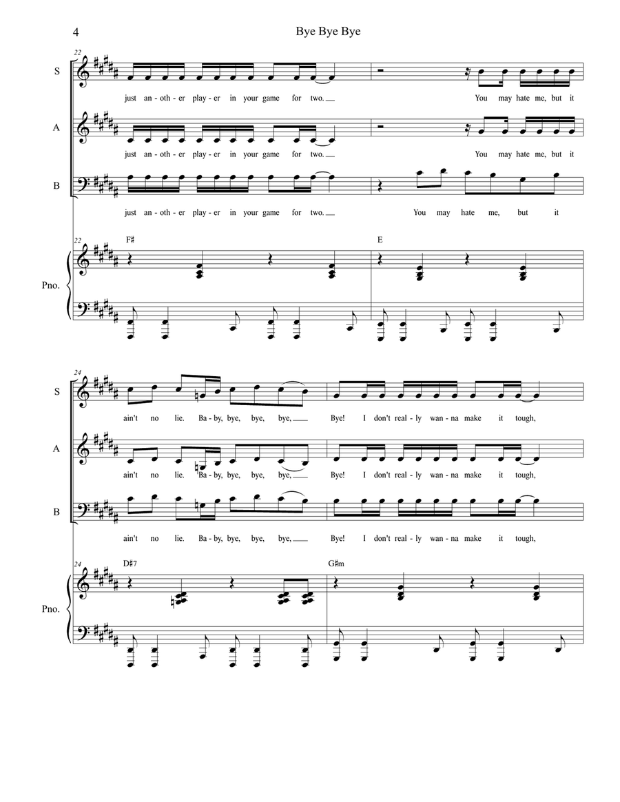 Bye Bye Bye 3-Part scores gallery preview page 4