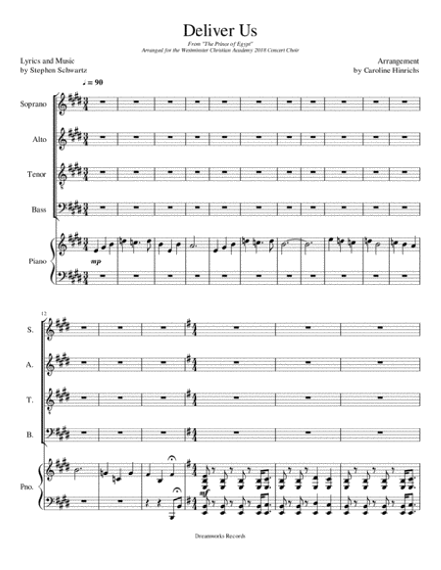 Deliver Us from THE PRINCE OF EGYPT Divisi scores gallery preview page 1