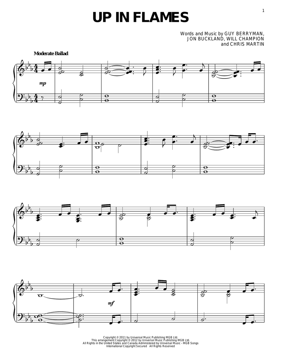 Up In Flames Up In Flames Piano Solo scores gallery preview page 1