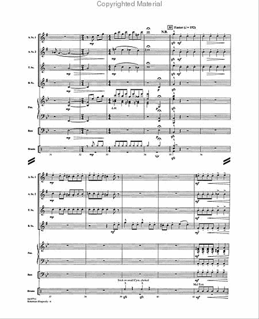 Bohemian Rhapsody Saxophone Quartet scores gallery preview page 3