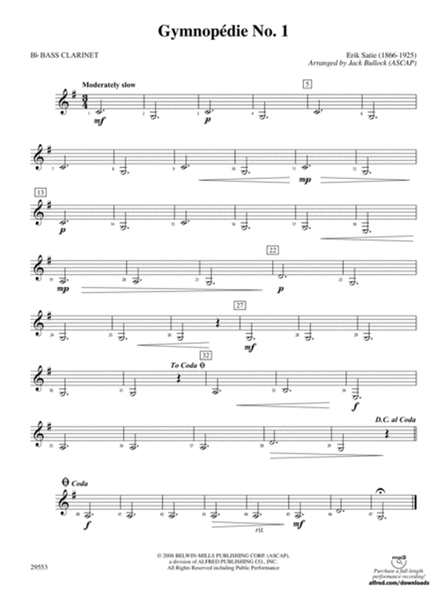 Gymnopedie No. 1: B-flat Bass Clarinet