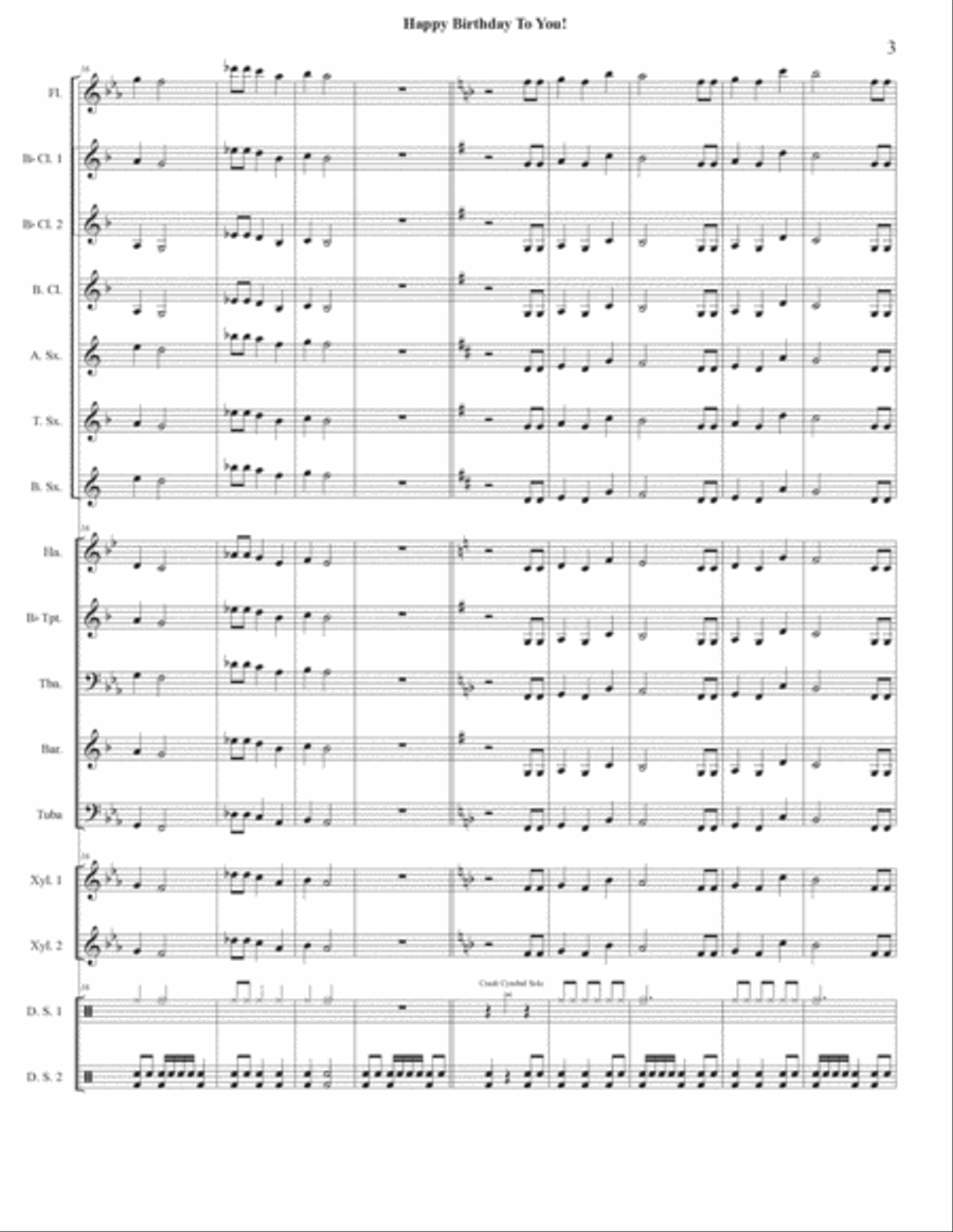 Happy Birthday To You! (Young Concert Band) Concert Band scores gallery preview page 3