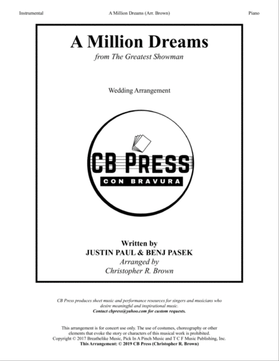 A Million Dreams Piano Solo scores gallery preview page 1