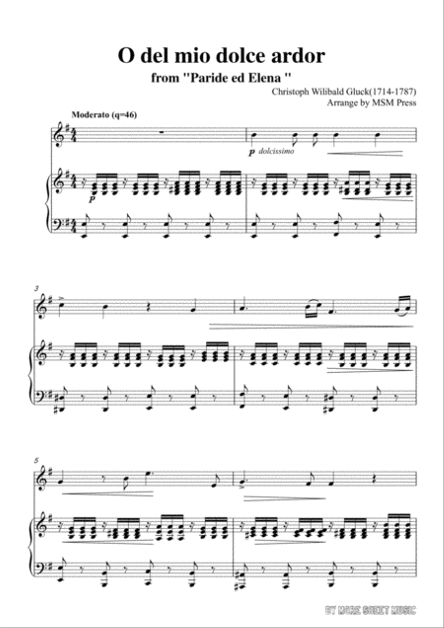 Gluck-O del mio dolce ardor, for Violin and Piano Violin Solo scores gallery preview page 3