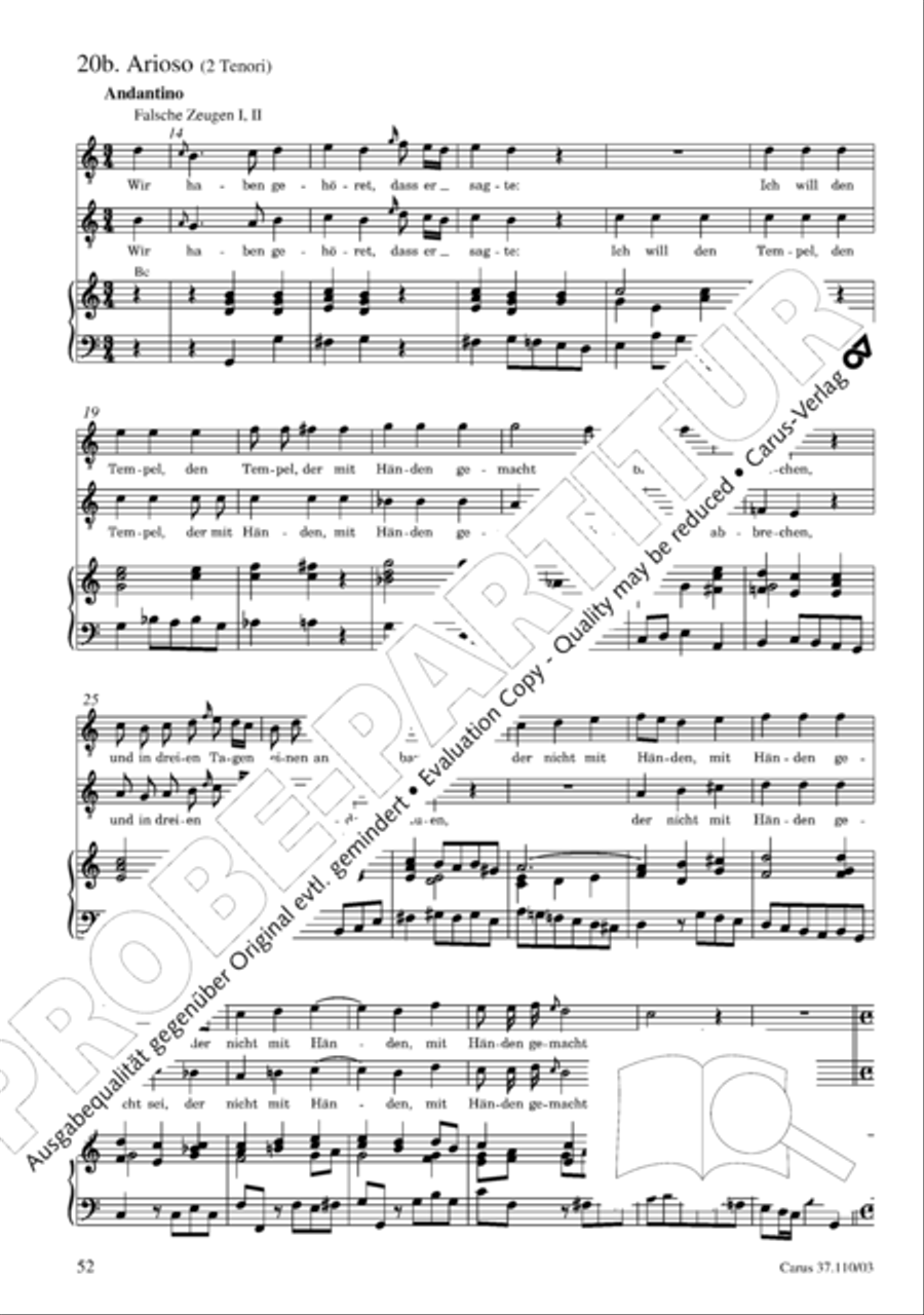 Markuspassion. Werkausgabe Reihe 1, Bd. 7 (Homilius) 4-Part scores gallery preview page 59