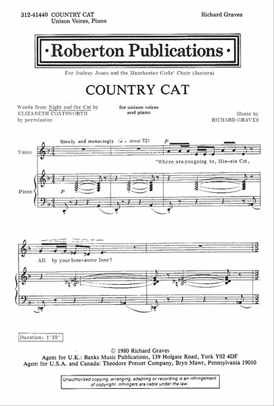 Country Cat Country Cat Unison Choir scores gallery preview page 1