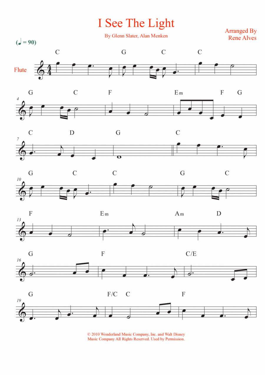 I See The Light Flute Solo scores gallery preview page 1