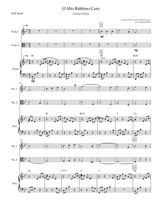 O Mio Babbino Caro (Puccini) for Viola Duo & Piano Accompaniment with Chords