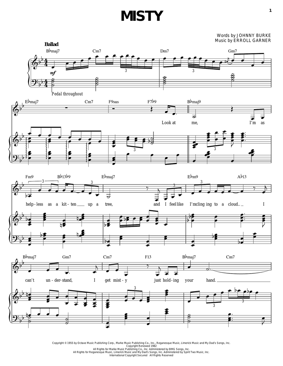 Misty Misty Piano, Vocal scores gallery preview page 1