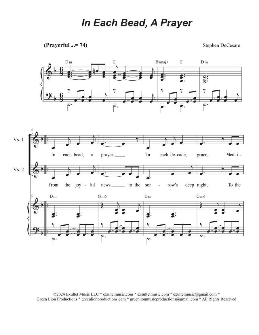 In Each Bead, A Prayer (Duet for Tenor and Bass solo) Tenor Voice scores gallery preview page 1