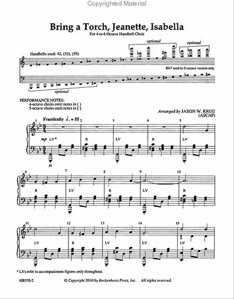 Bring a Torch, Jeanette, Isabella (Krug) 5-Octaves scores gallery preview page 2