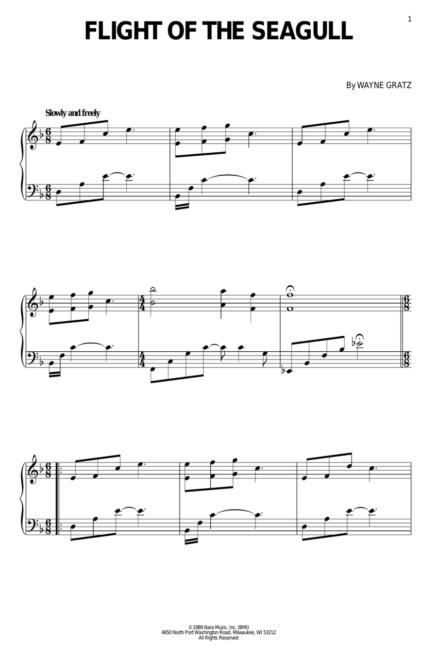 Flight Of The Seagull Piano Solo scores gallery preview page 1
