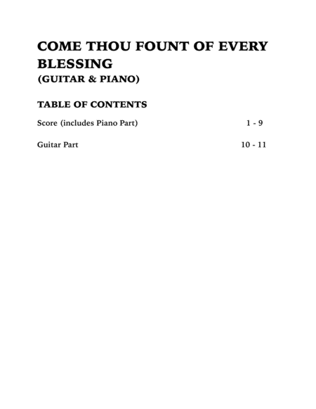 Come Thou Fount of Every Blessing (Guitar and Piano) image number null