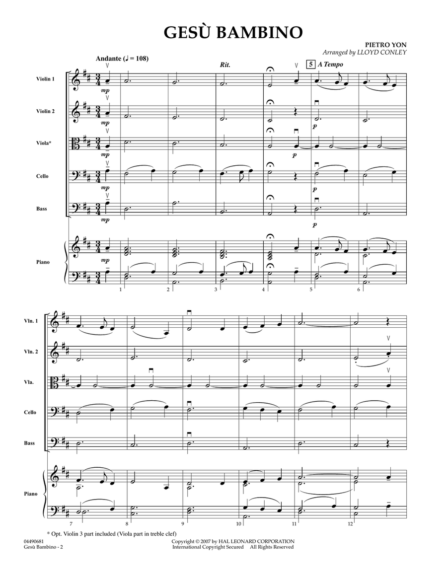 Gesu Bambino - Full Score String Orchestra scores gallery preview page 1