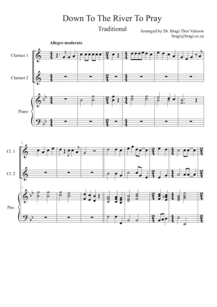Five Sacred Songs - duets for Clarinets with piano accompaniment image number null