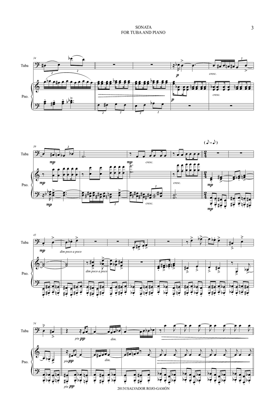 SONATA (For tuba and piano) Tuba scores gallery preview page 4