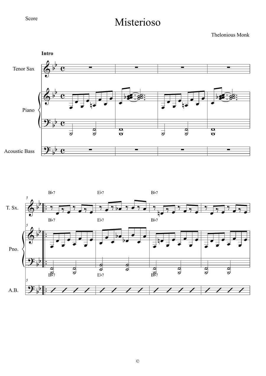 Misterioso Jazz Ensemble scores gallery preview page 1