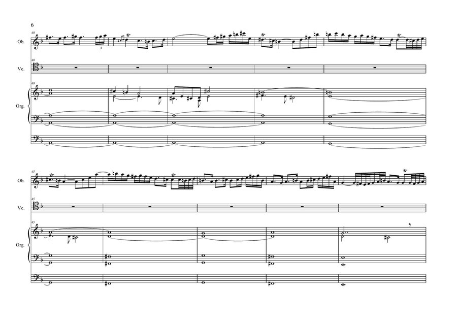 ADAGIO - D. Zipoli - Arr. for Oboe, Cello and organ. With parts. Small Ensemble scores gallery preview page 6