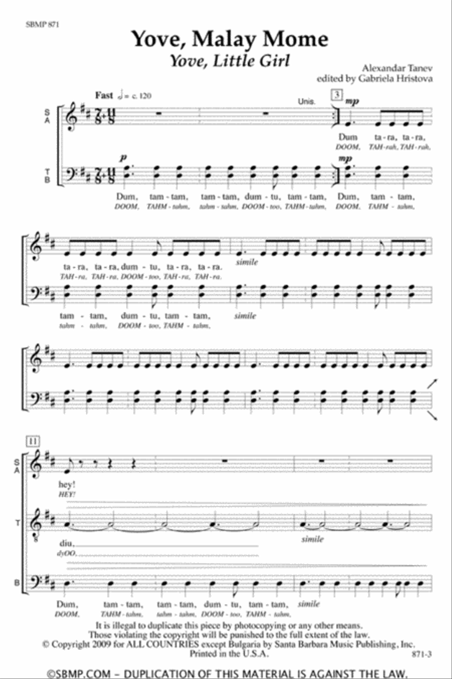 Yove, Malay Mome - SATB Octavo image number null