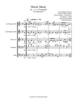 Heroic Music - No. 4. La Tranquillite (Bb) (Brass Quintet - 2 Trp, 1 Hrn, 1 Trb, 1 Tuba)