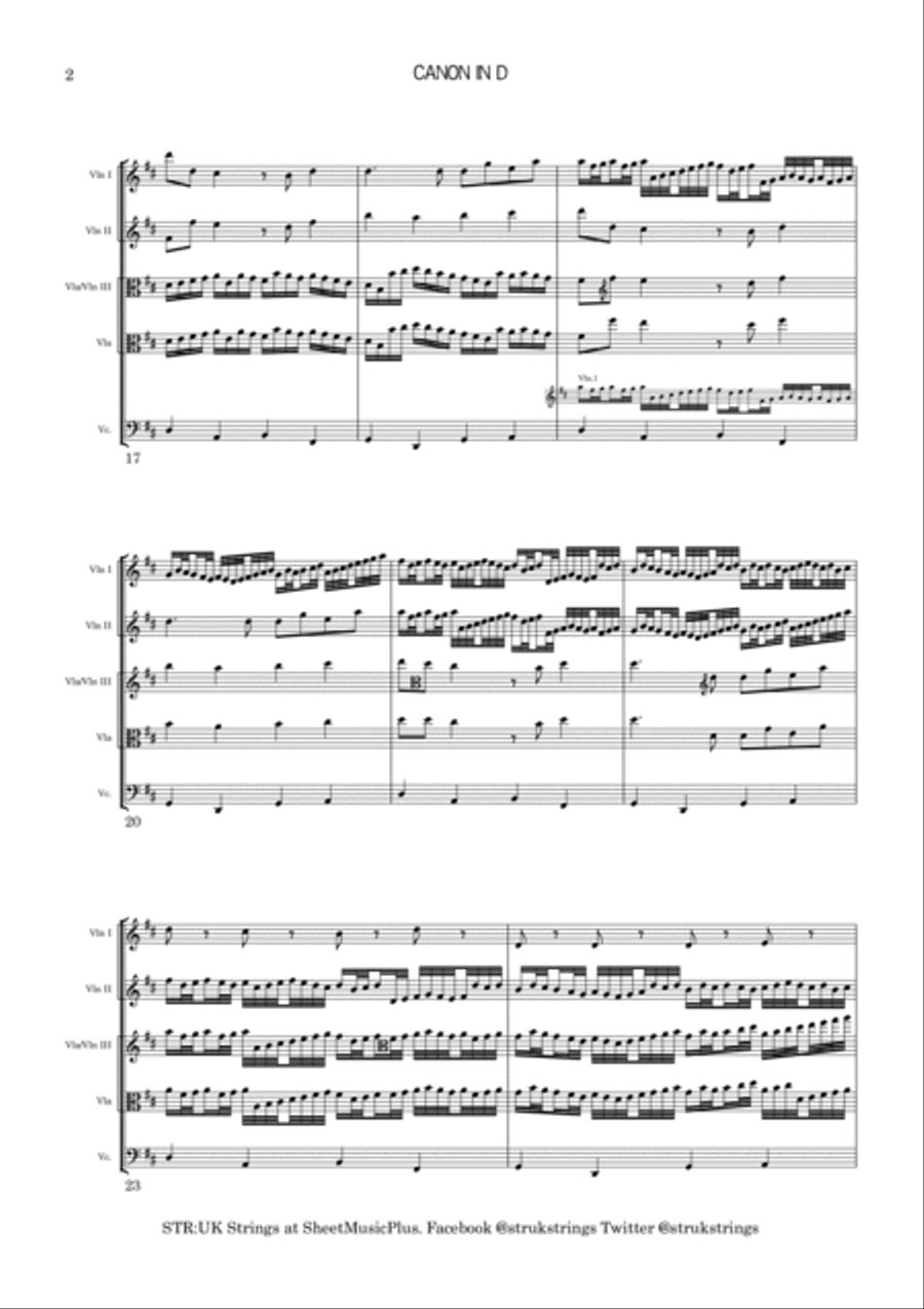 Pachelbel - Canon in D (STR:UK Strings) String Quartet scores gallery preview page 3