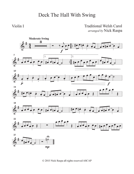 Deck The Hall With Swing - Violin I part